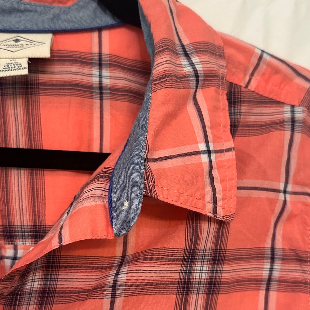 St. John's Bay Orange Plaid Button Down Shirt - Picture 4 of 6